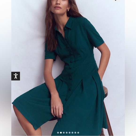 Boden Bridget Ponte Short Dress Above Knee Button Pockets Midnight Teal 10 REG - Picture 3 of 15